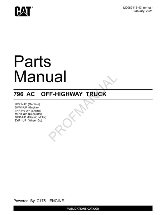 Ersatzteilkatalog für Caterpillar Cat 796 AC Off-Highway-Trucks