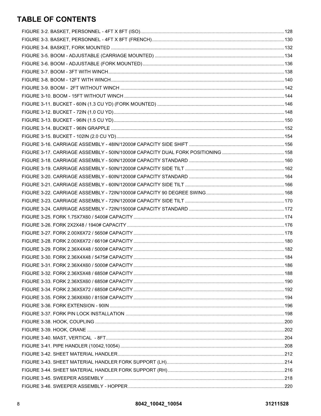 SKYTRAK 10042 10054 8042 Telehandler Parts Catalog Manual