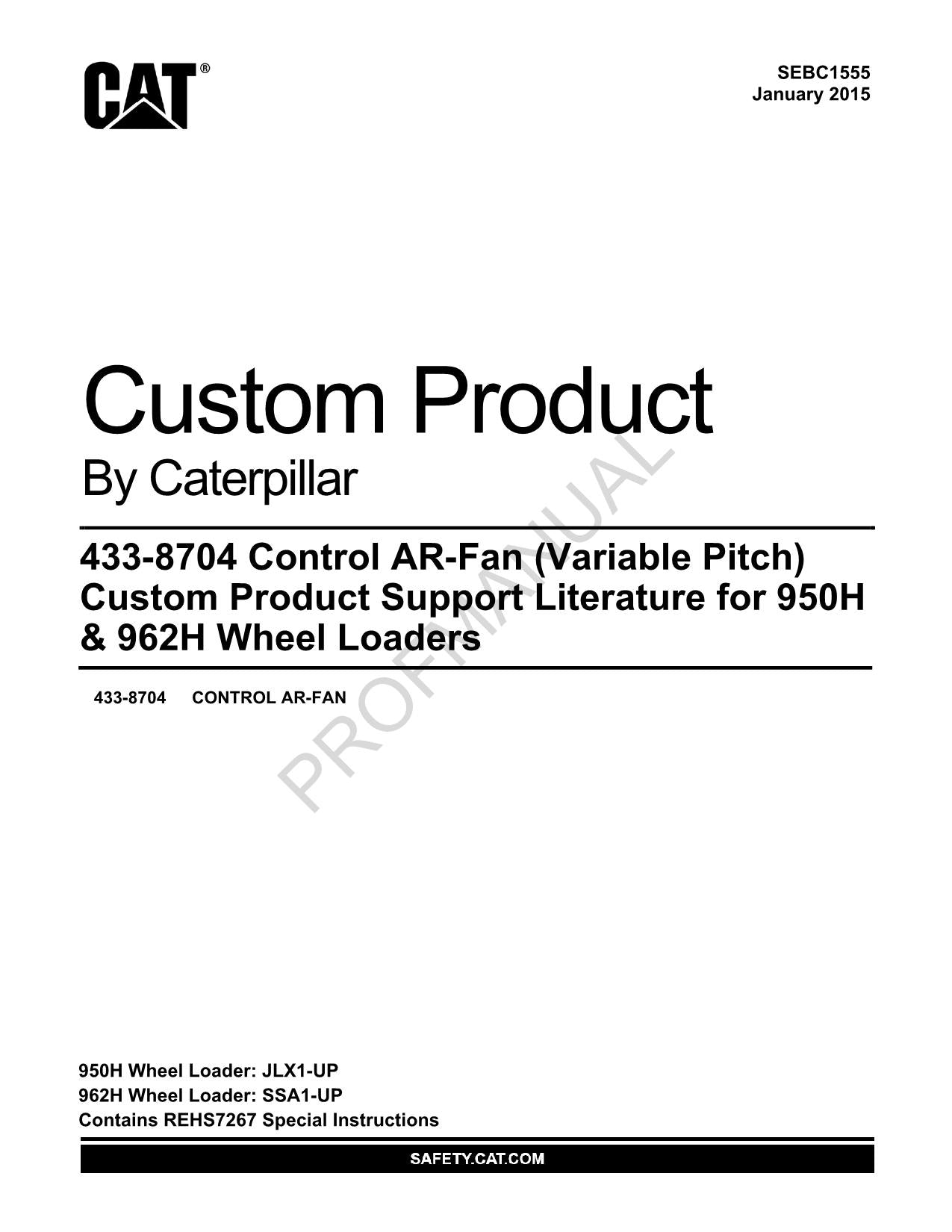 Caterpillar 433 8704 Control AR Fan Pitch 950H 962H Loader Parts Catalog Manual