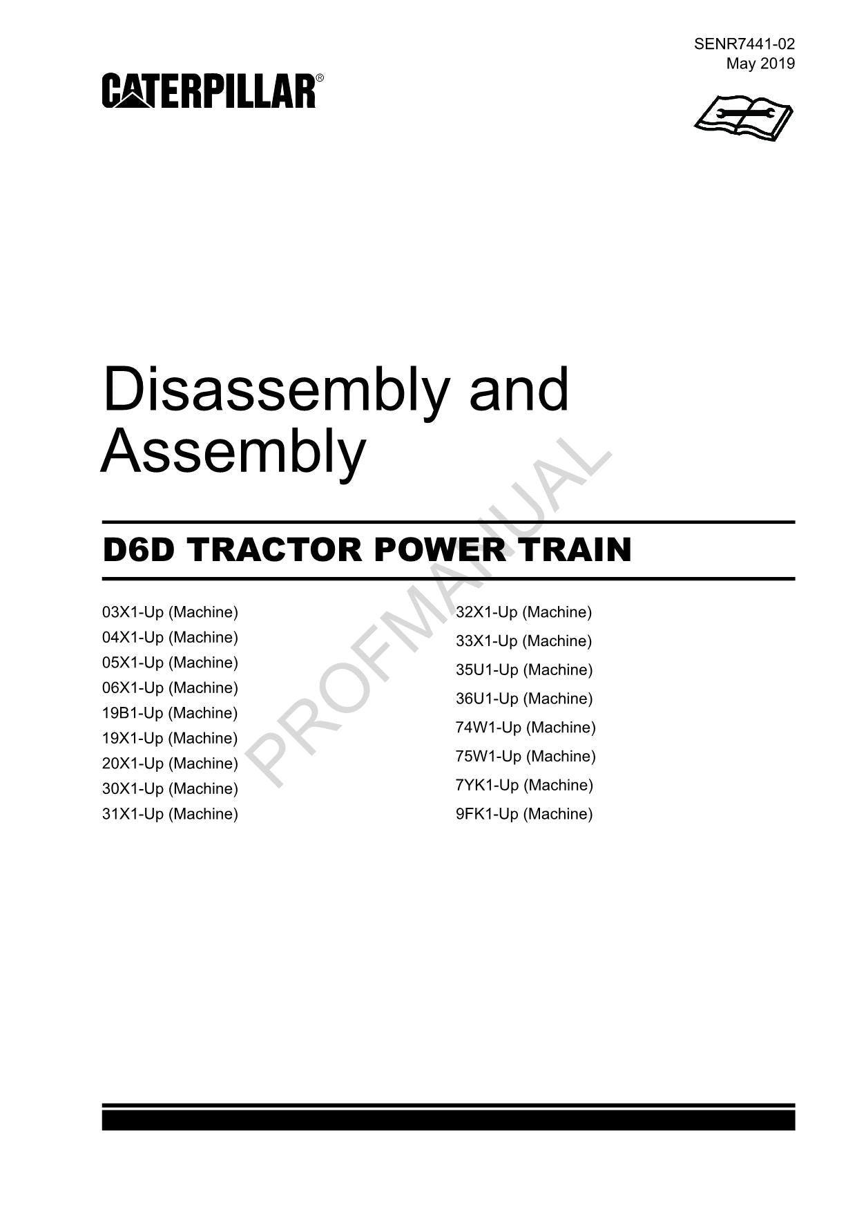 Manuel de démontage et d'assemblage du groupe motopropulseur du tracteur Caterpillar CAT D6D