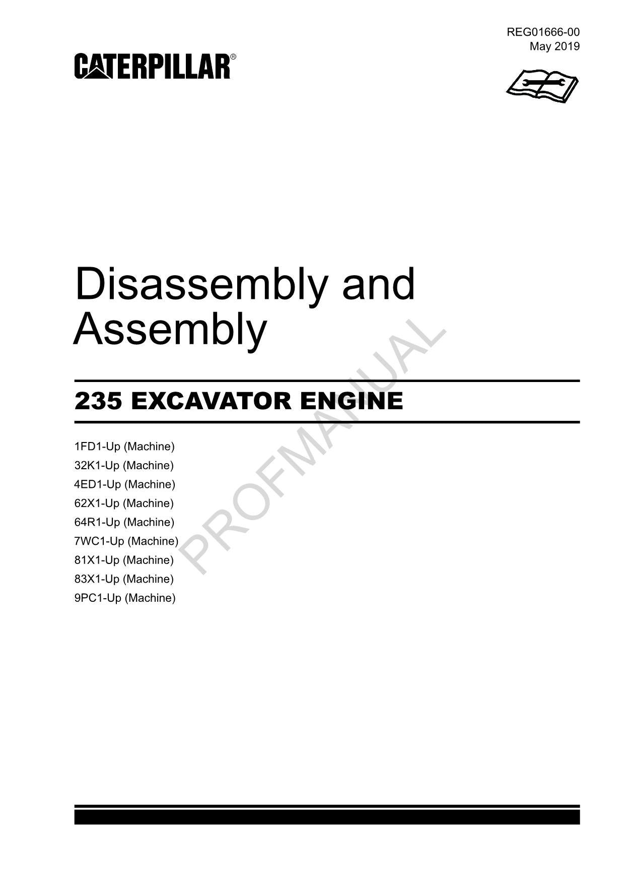 Caterpillar Cat 235 EXCAVATOR ENGINE Disassembly Assembly Manual