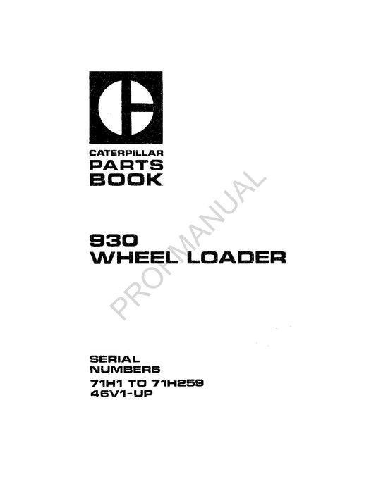 Caterpillar Cat 930 Wheel Loader Parts Catalog Manual ZEBP0558