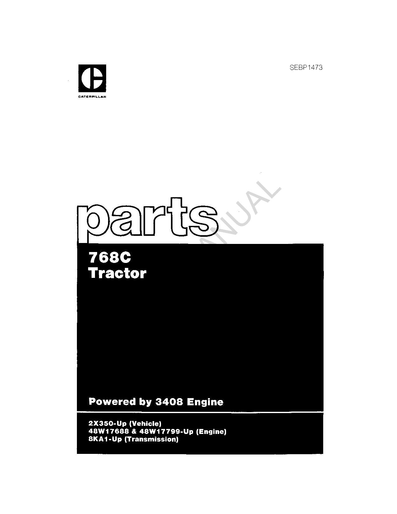 Caterpillar Cat 768C Tractor Off Highway Truck Parts Catalog Manual