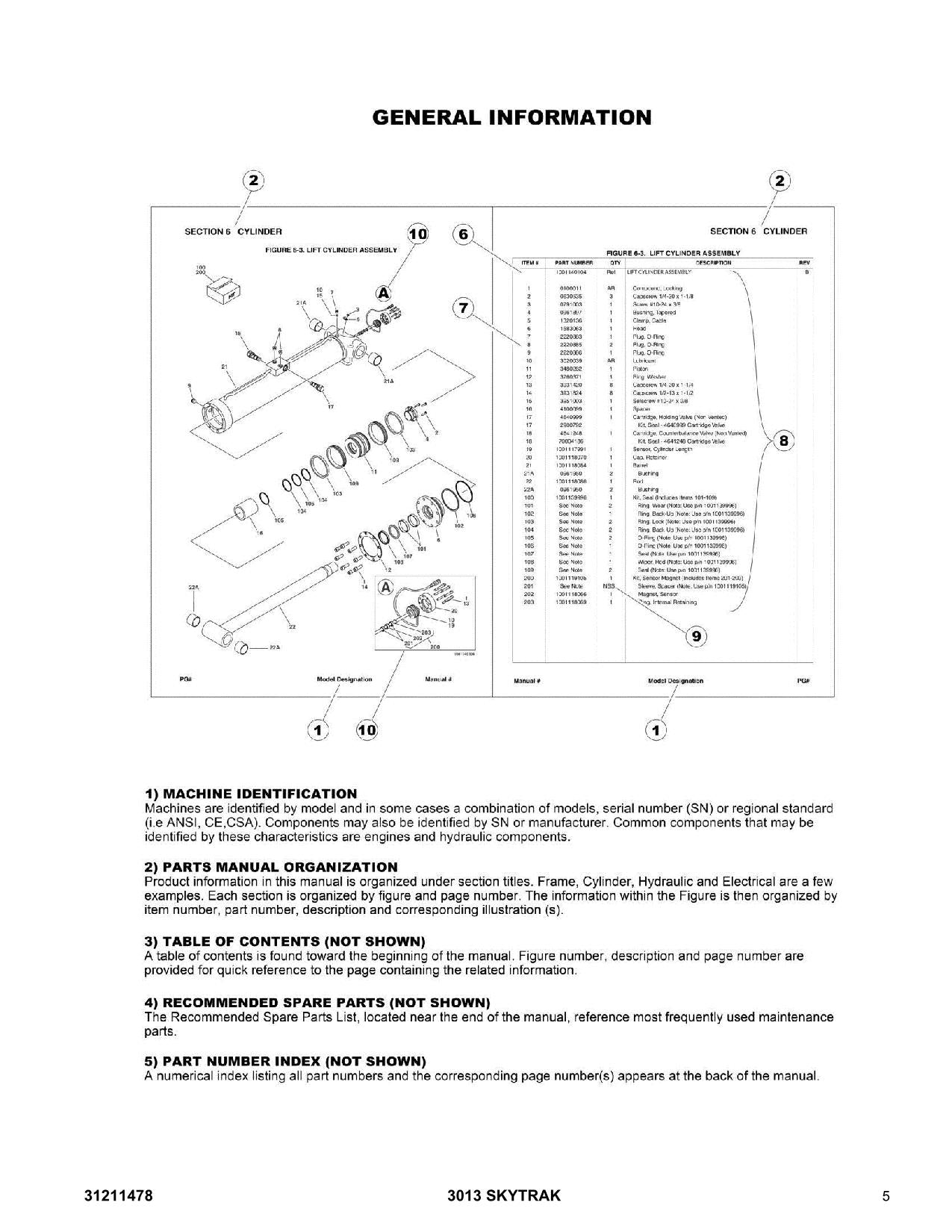 SKYTRAK 3013 Telehandler Parts Catalog Manual