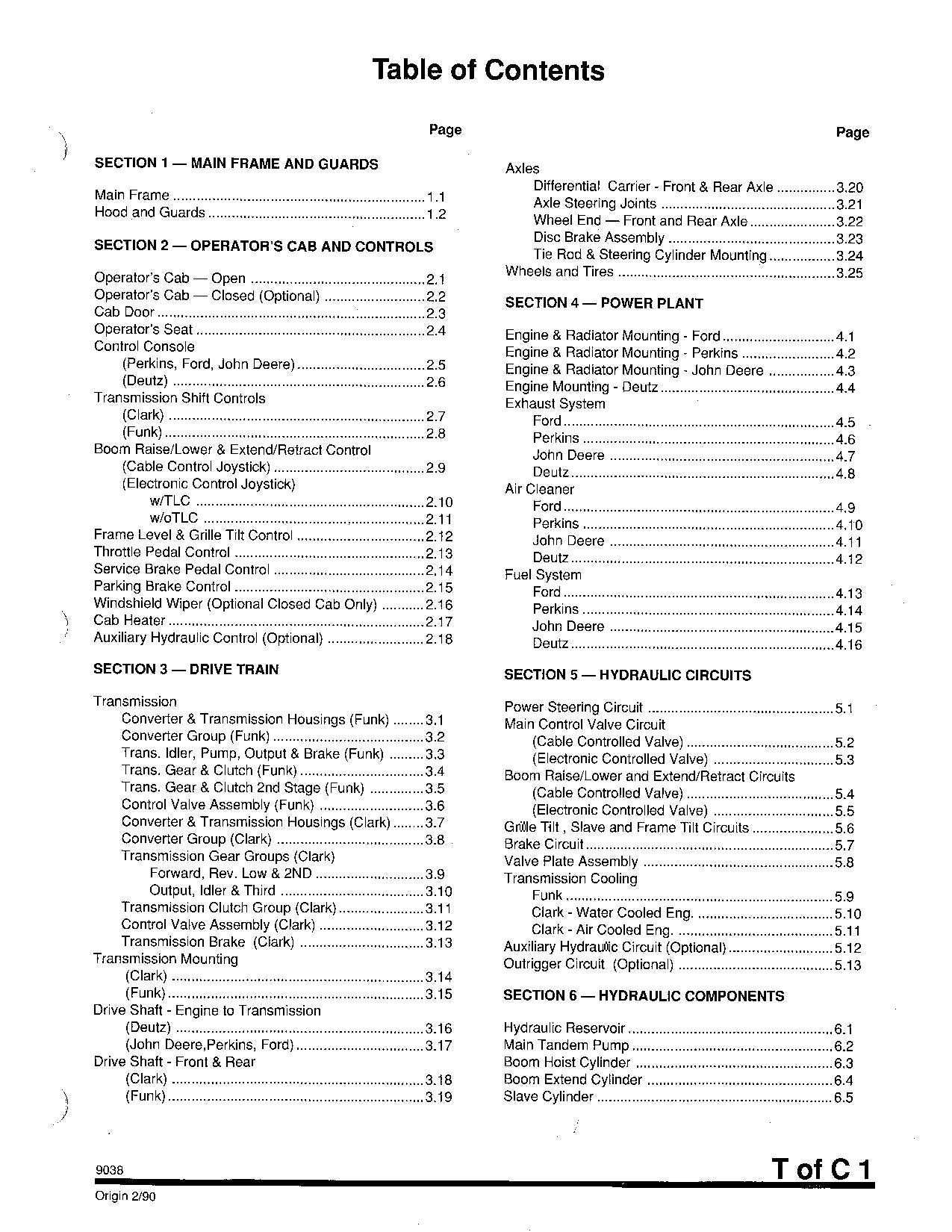 SKYTRAK 9038 Telehandler Parts Catalog Manual