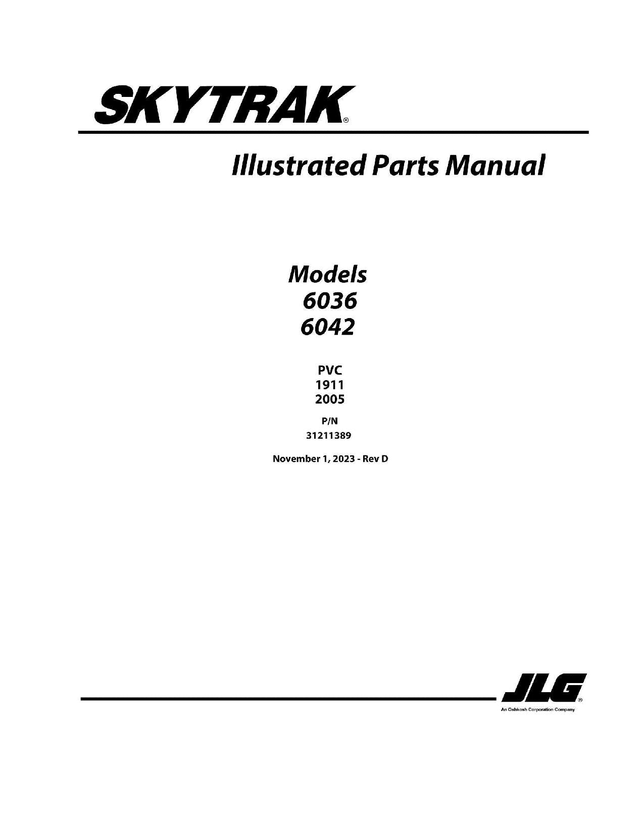 SKYTRAK 6036 6042 Telehandler Parts Catalog Manual 31211389