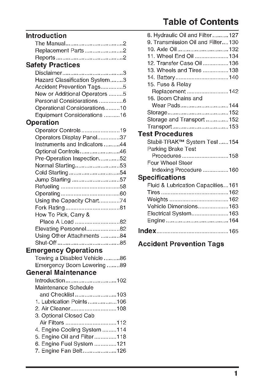 SKYTRAK 4266 Telehandler Maintenance Operation Operators Manual