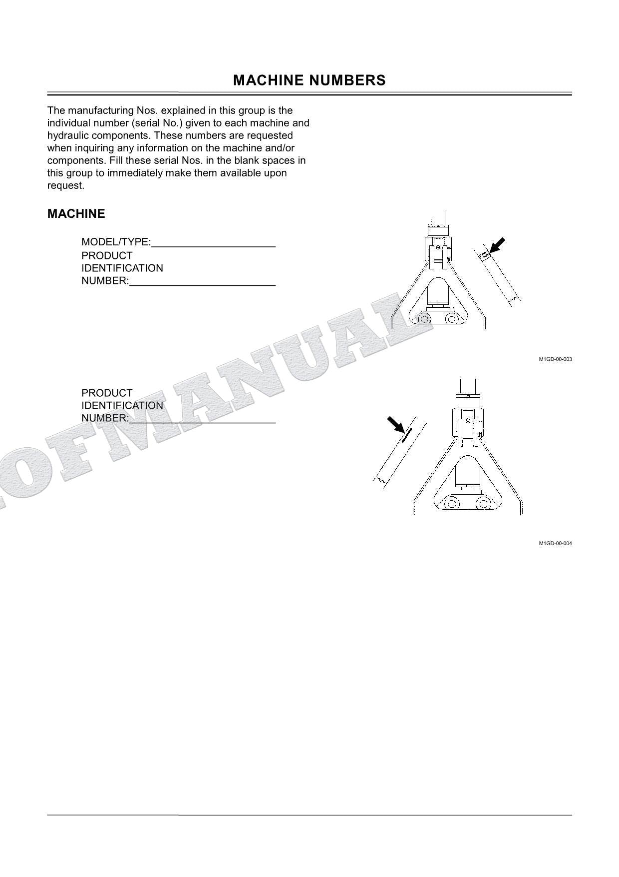 HITACHI SHELL-PUSH CLAMSHELL BUCKET 0.2 0.25 m3 Excavator Parts Catalog Manual