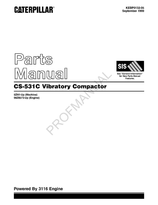 Caterpillar Cat CS 531C Vibratory Compactor Parts Catalog Manual KEBP0132