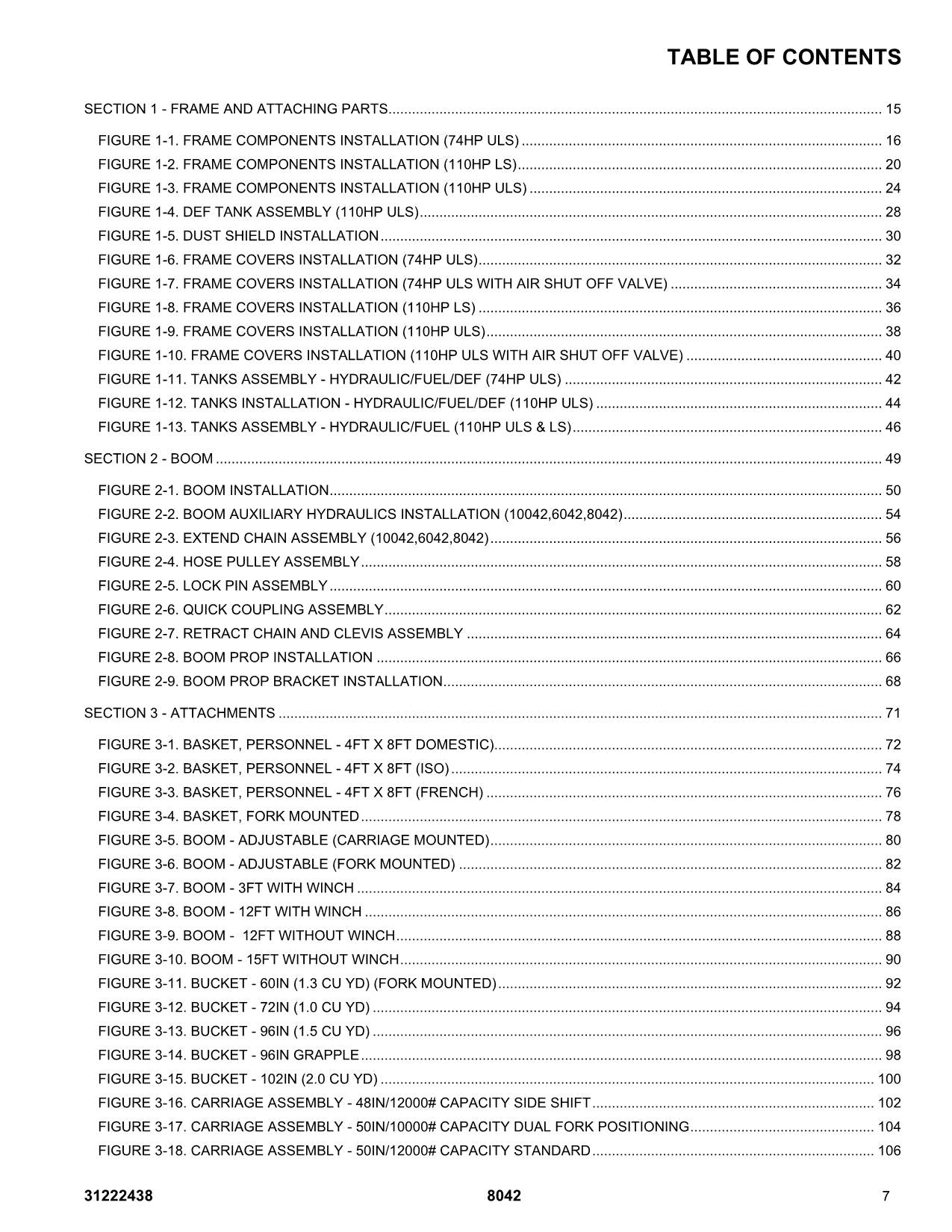 SKYTRAK 8042 Telehandler Parts Catalog Manual 31222438