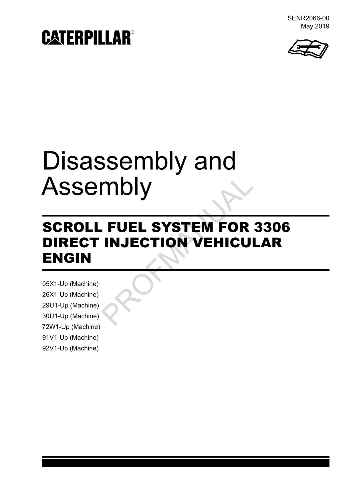 Caterpillar SCROLL FUEL SYS 3306 DIREKTEINSPRITZMOTOR Handbuch Demontage und Montage