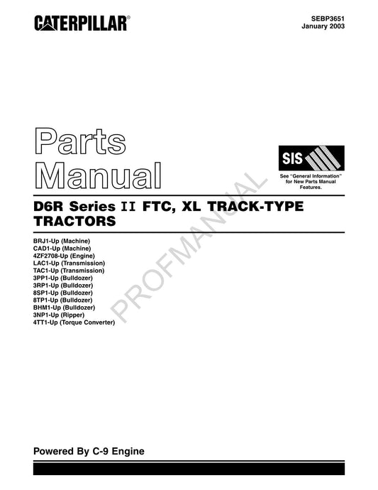 Catalogue de pièces détachées pour tracteur à chenilles Caterpillar Cat D6R série II FTC XL