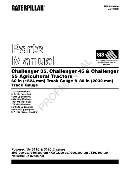 Caterpillar Cat Challenger 35 45 55 Cce Ag Tractor Parts Catalog Manual