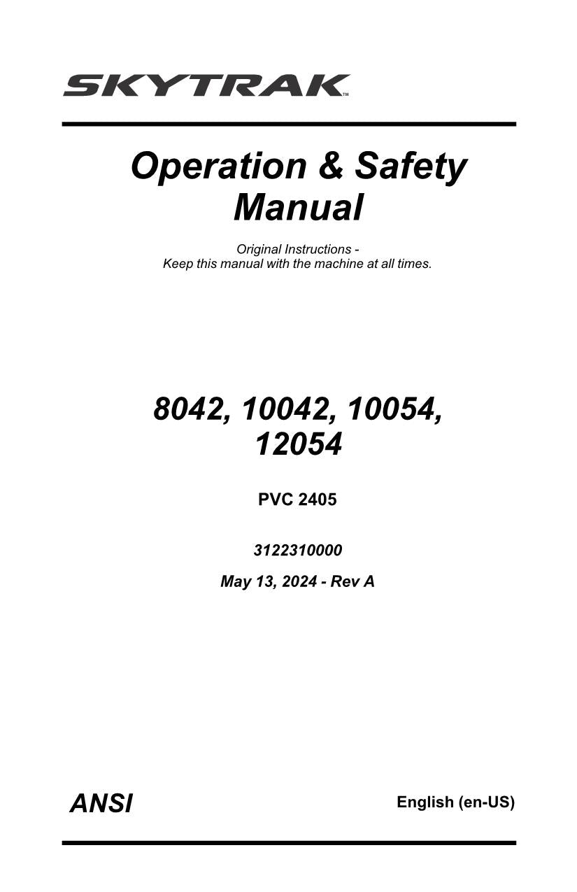 SKYTRAK 10042 10054 12054 8042 Telehandler Operators Manual 3122310000