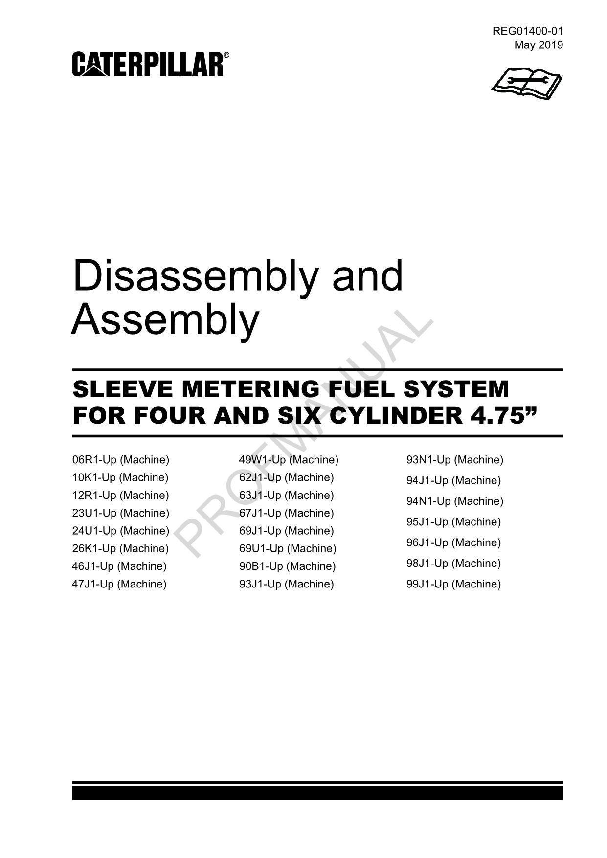 Caterpillar SLEEVE METERING SYS FOUR SIX CYLINDER 4.75 Manual Disassembly Assem