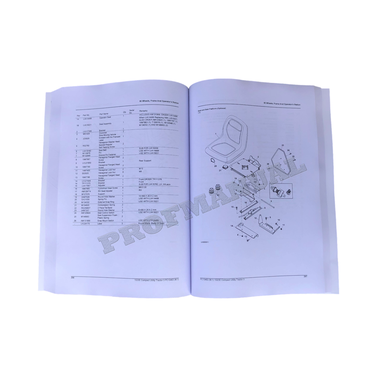 JOHN DEERE 1023E TRACTOR PARTS CATALOG MANUAL #1