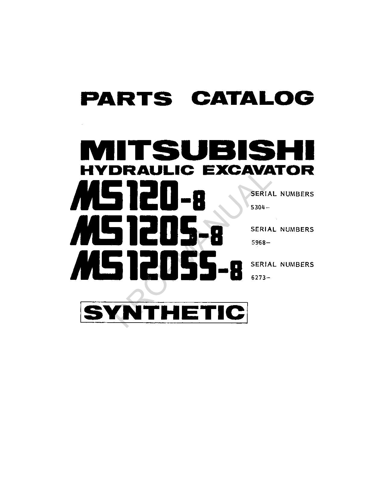 Manuel du catalogue des pièces détachées pour excavatrices Caterpillar Cat Mitsubishi MS120 8 1205 8 12055 8