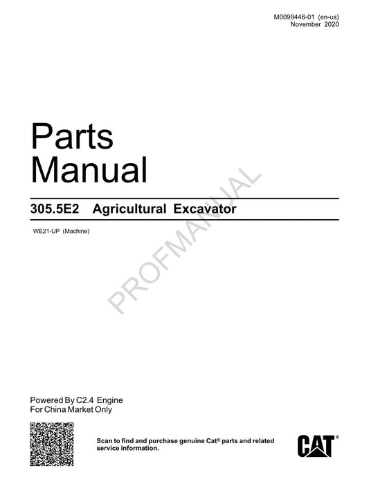 Caterpillar Cat 305.5E2 Agricultural Excavator Parts Catalog Manual