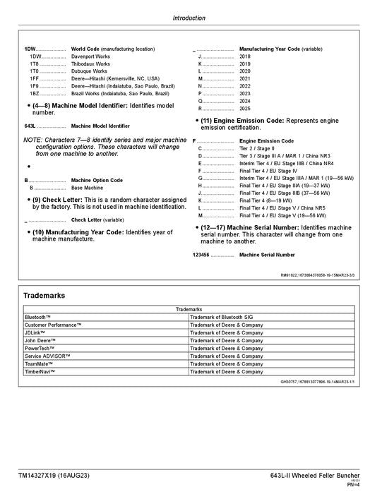 JOHN DEERE 643L-II FELLER BUNCHER OPERATION TEST TECHNICAL MANUAL TM14327X19