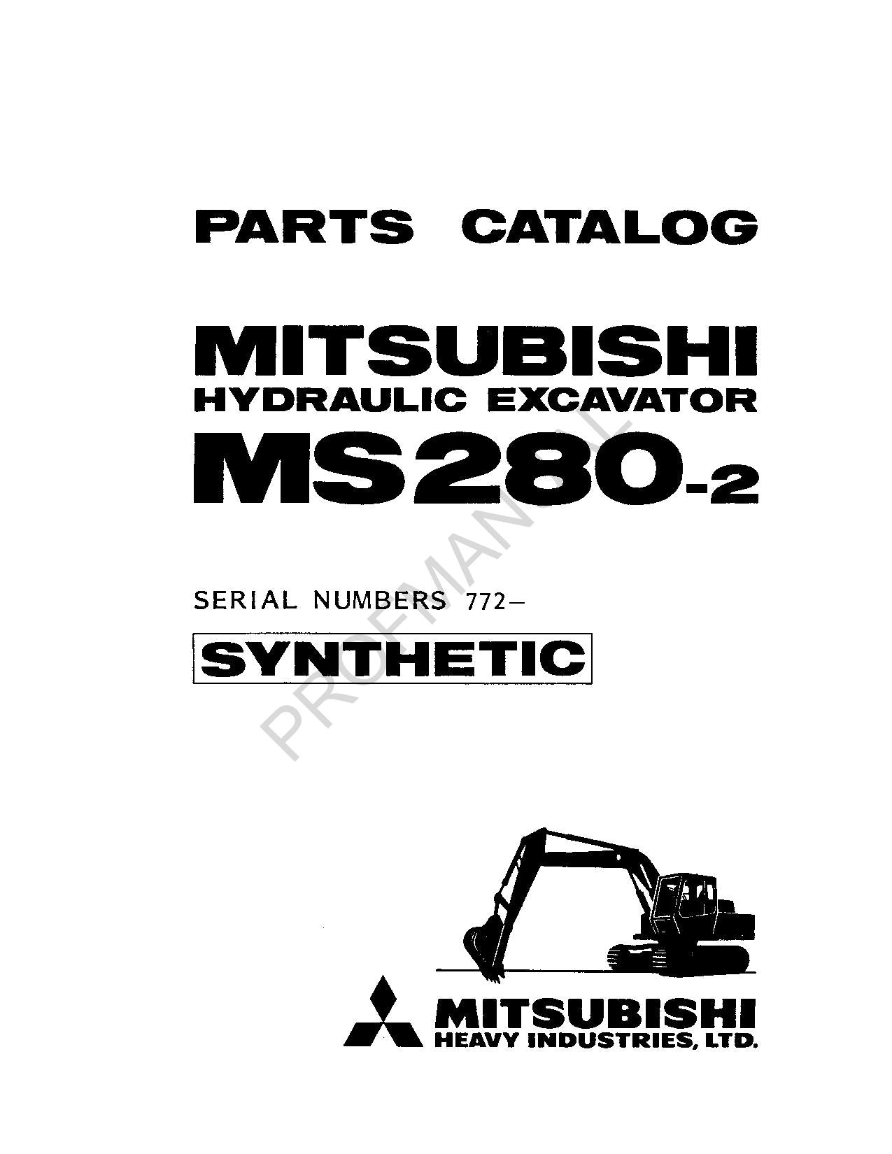 Caterpillar Cat MS280 2 Mitsubishi Hydraulic Excavator Parts Catalog Manual