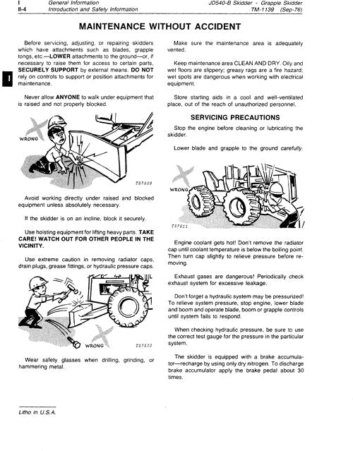 JOHN DEERE 540B SKIDDER OPERATION TEST SERVICE MANUAL