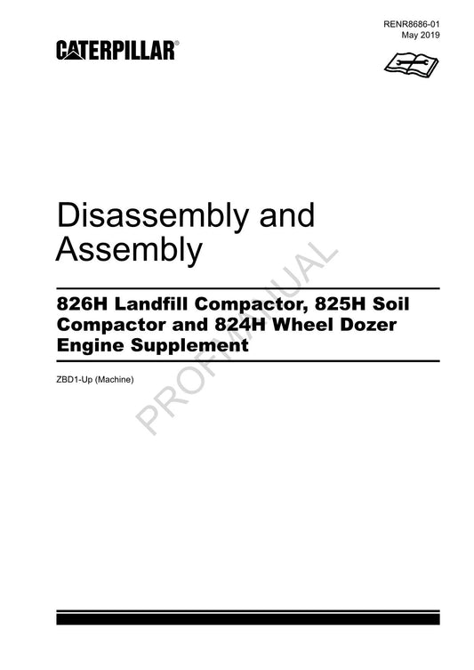 Caterpillar 826H 825H Compactor 824H Dozer Engine Suppl Disassembly Assem Manual