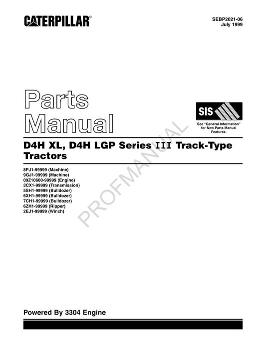 Catalogue de pièces détachées pour tracteur à chenilles Caterpillar Cat D4H XL D4H LGP Ser 3