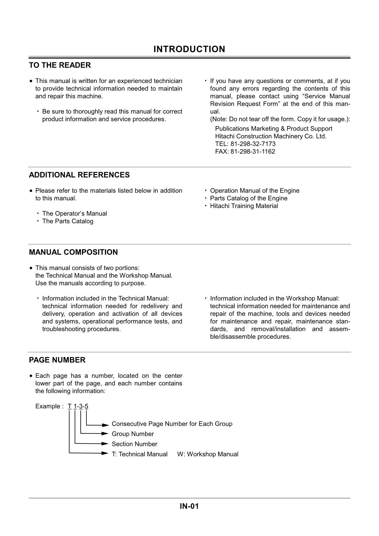 Hitachi EX17U Excavator Service manual without schematis