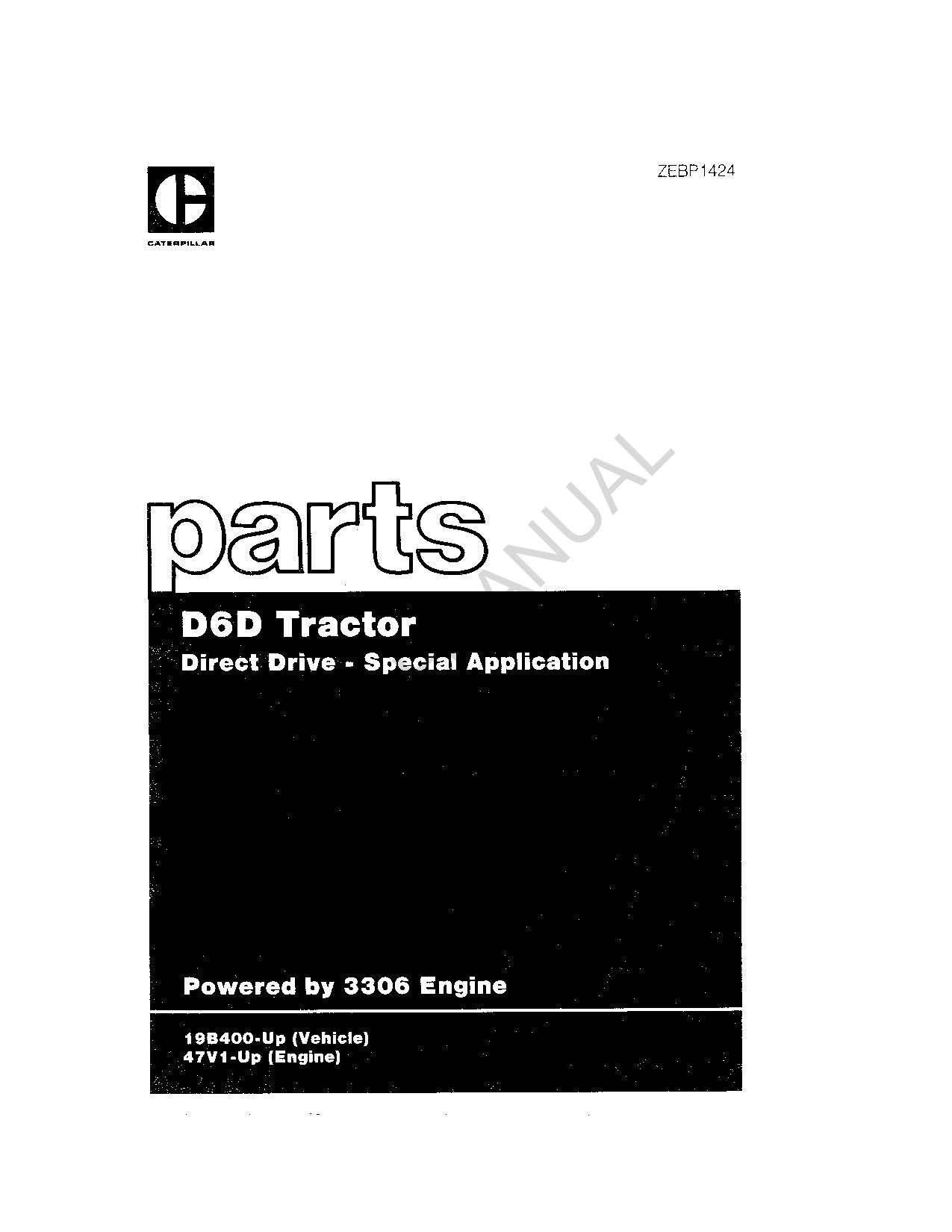 Caterpillar Cat D6D Tractor OEM Parts Catalog Manual