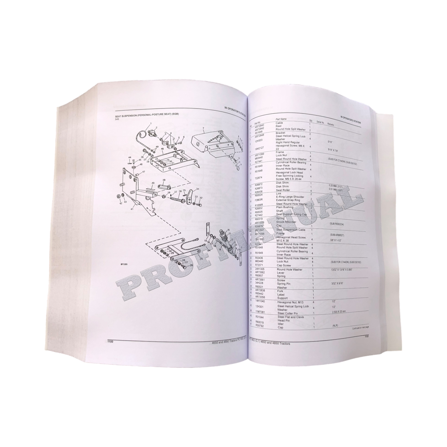 JOHN DEERE 4650 4850 TRAKTOR ERSATZTEILE KATALOGHANDBUCH 