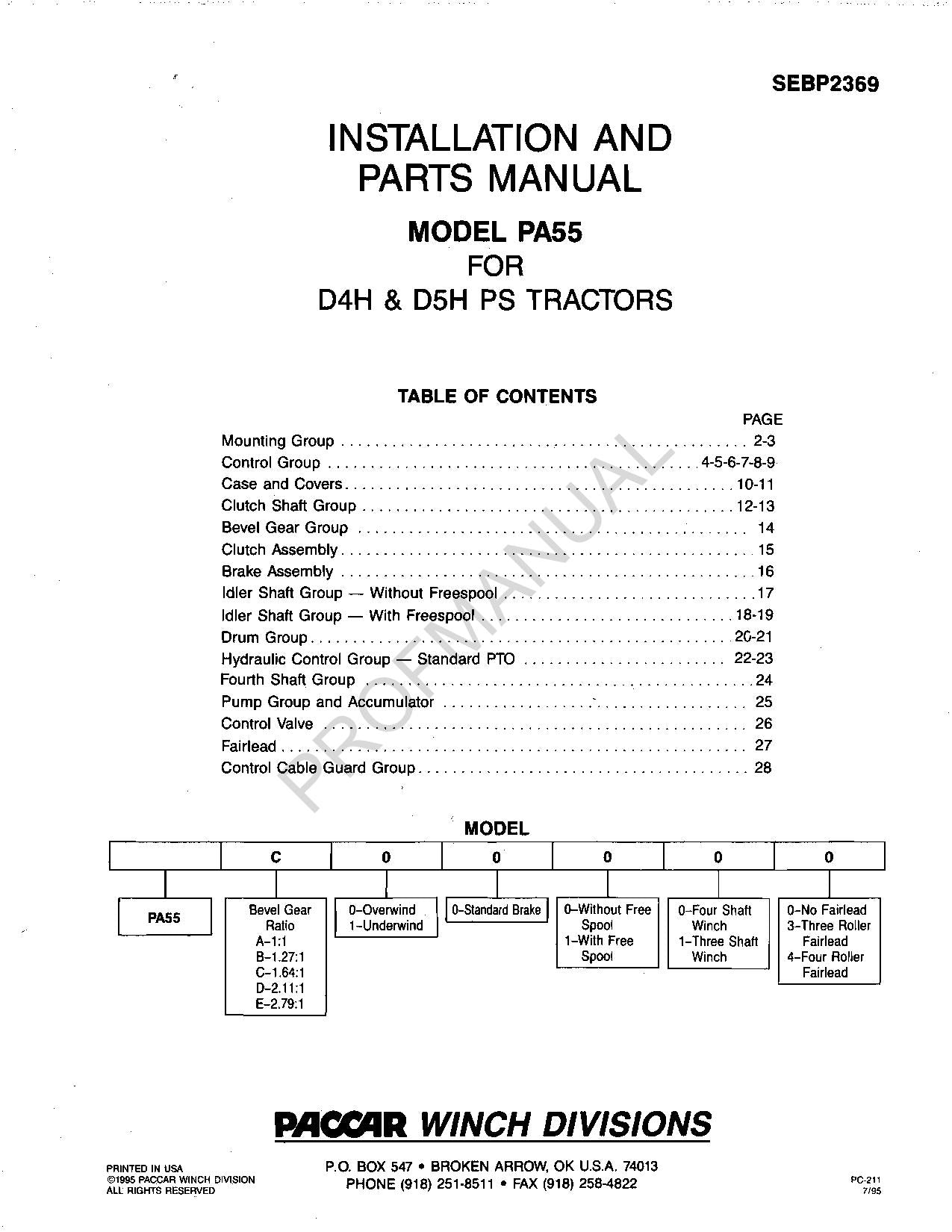 Caterpillar Cat PA55 Installations-Ersatzteilkataloghandbuch