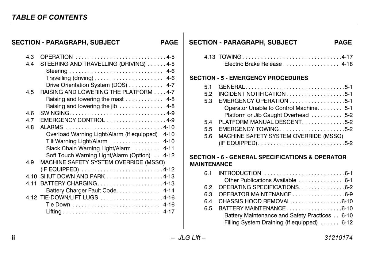 TOUCAN 10E 26E Vertical Lift Maintenance Operation Operators Manual 31210174