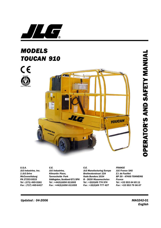 TOUCAN 910 Vertical Lift Maintenance Operation Operators Manual