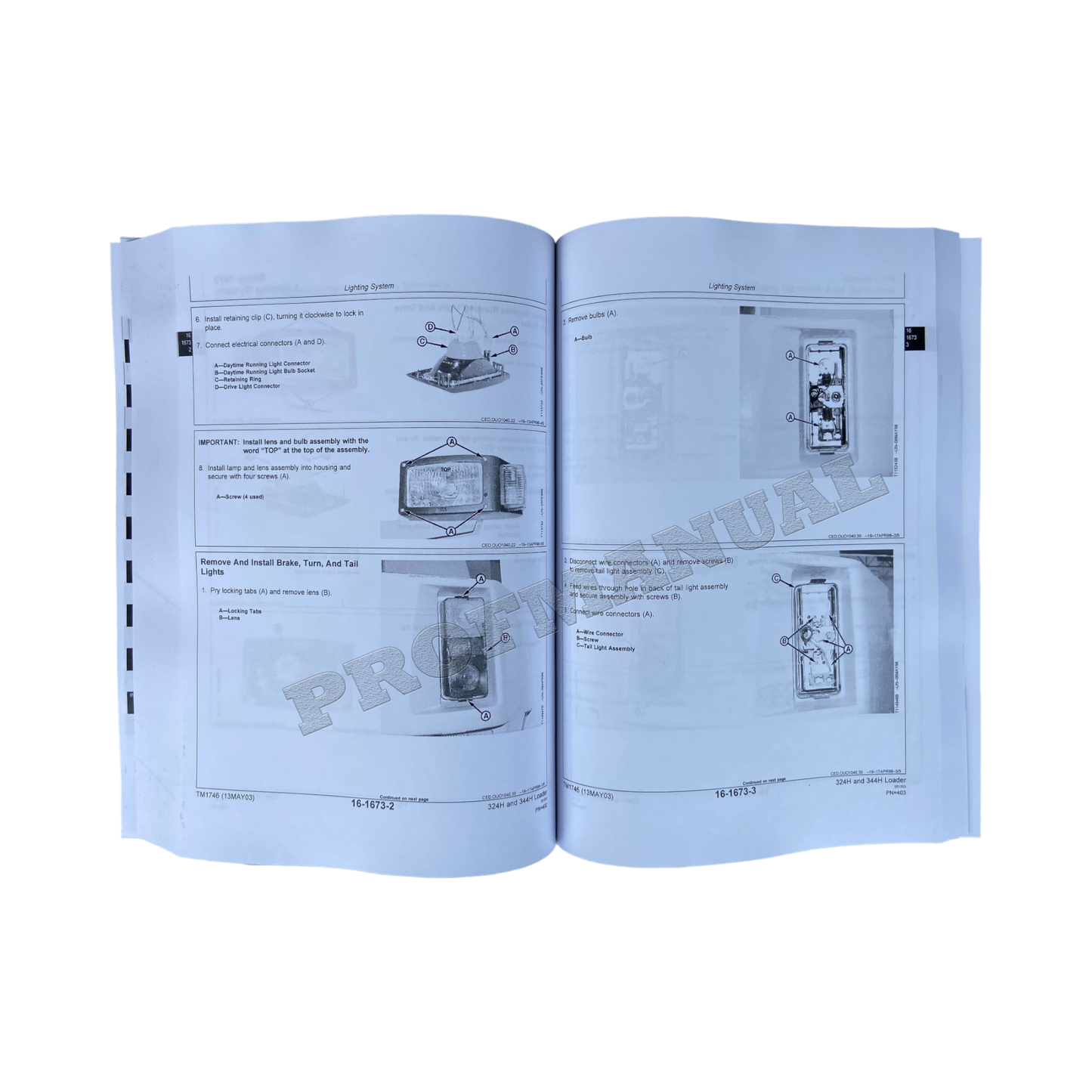 JOHN DEERE 324H 344H LOADER REPAIR SERVICE TECHNICAL MANUAL TM1746