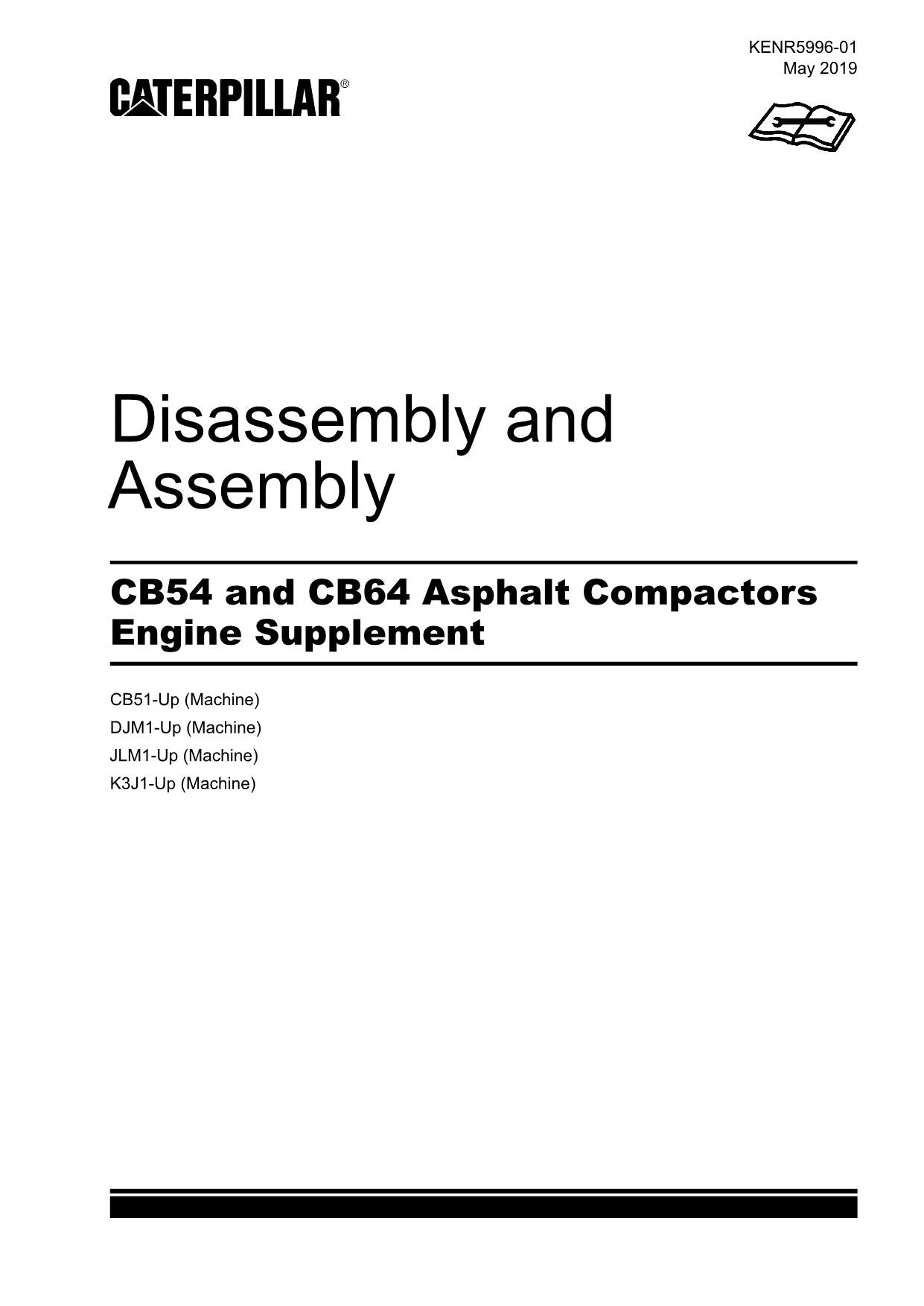 Caterpillar Cat CB54 CB64 Compactor Engine Suppl Disassem Assem Service Manual