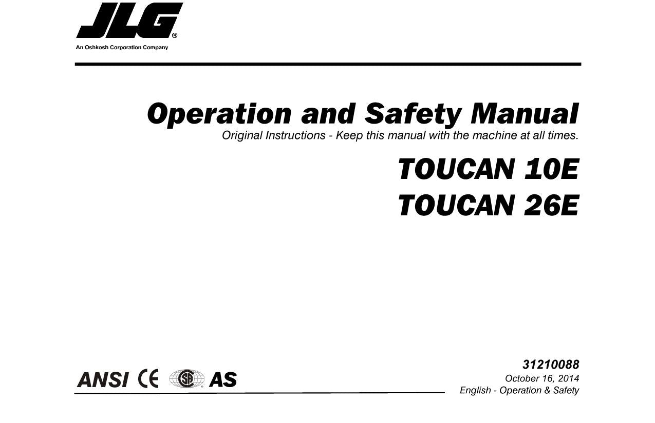 TOUCAN 10E 26E Vertical Lift Maintenance Operation Operators Manual 31210088