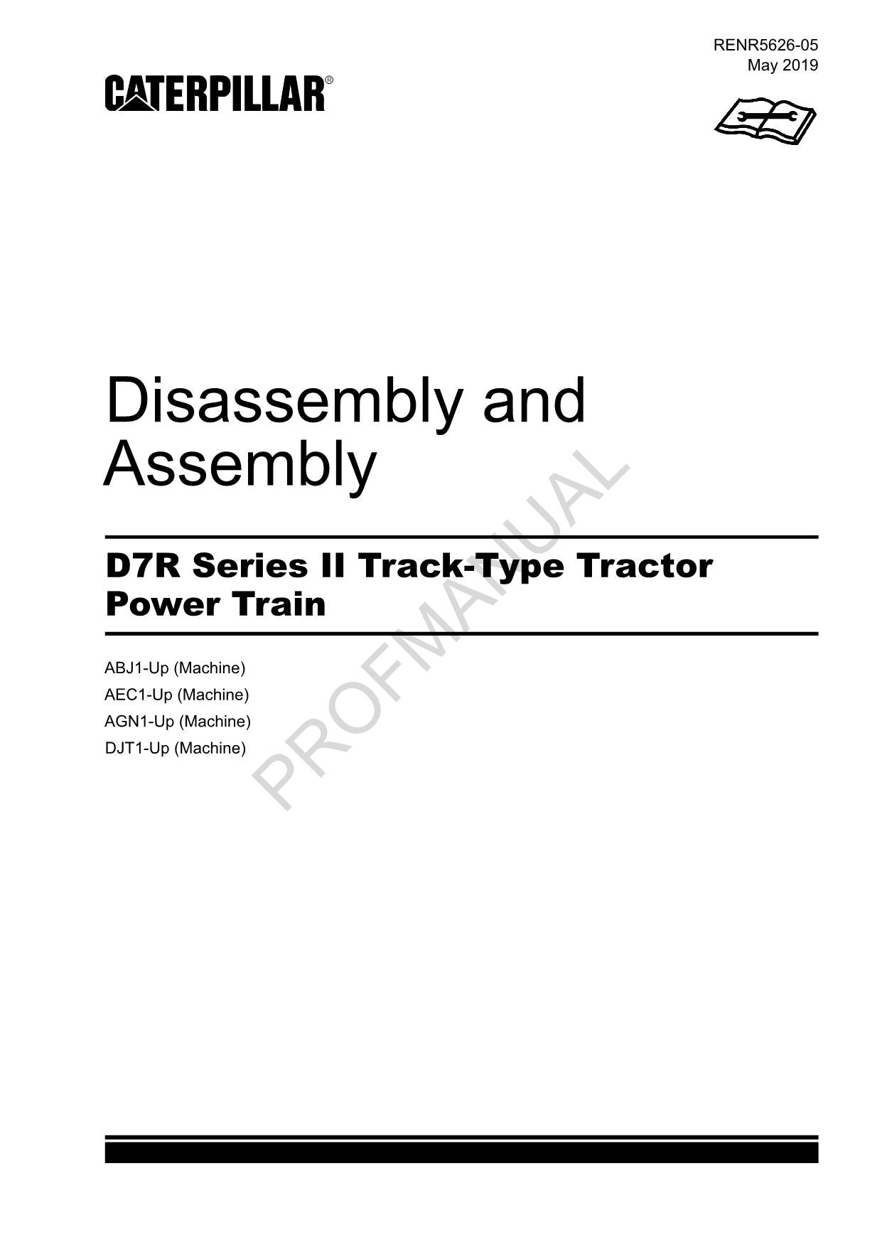 Caterpillar D7R Series II Track Tractor Power Train Manual Disassembly Assembly