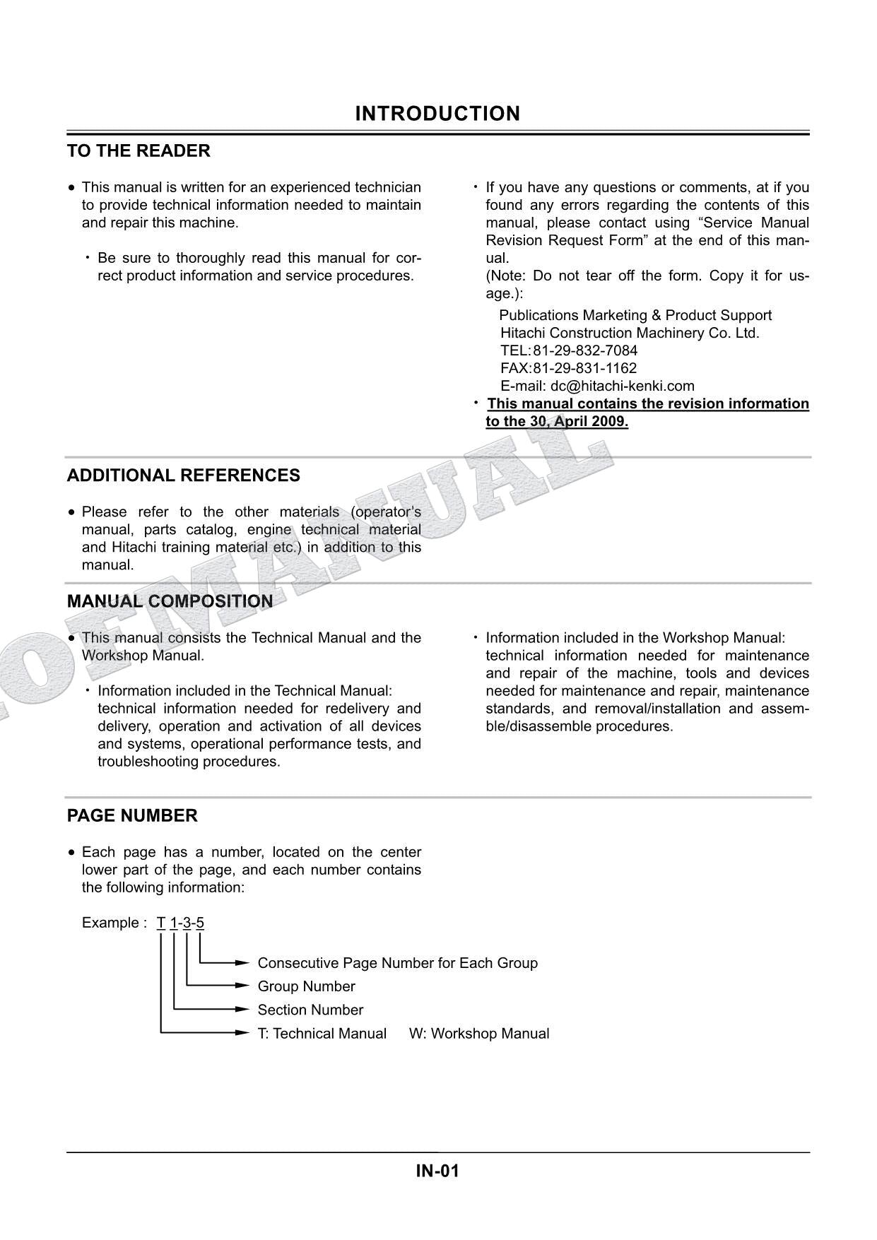 HITACHI ZX210W-3 ZX220W-3 Excavator Service manual Troubleshooting