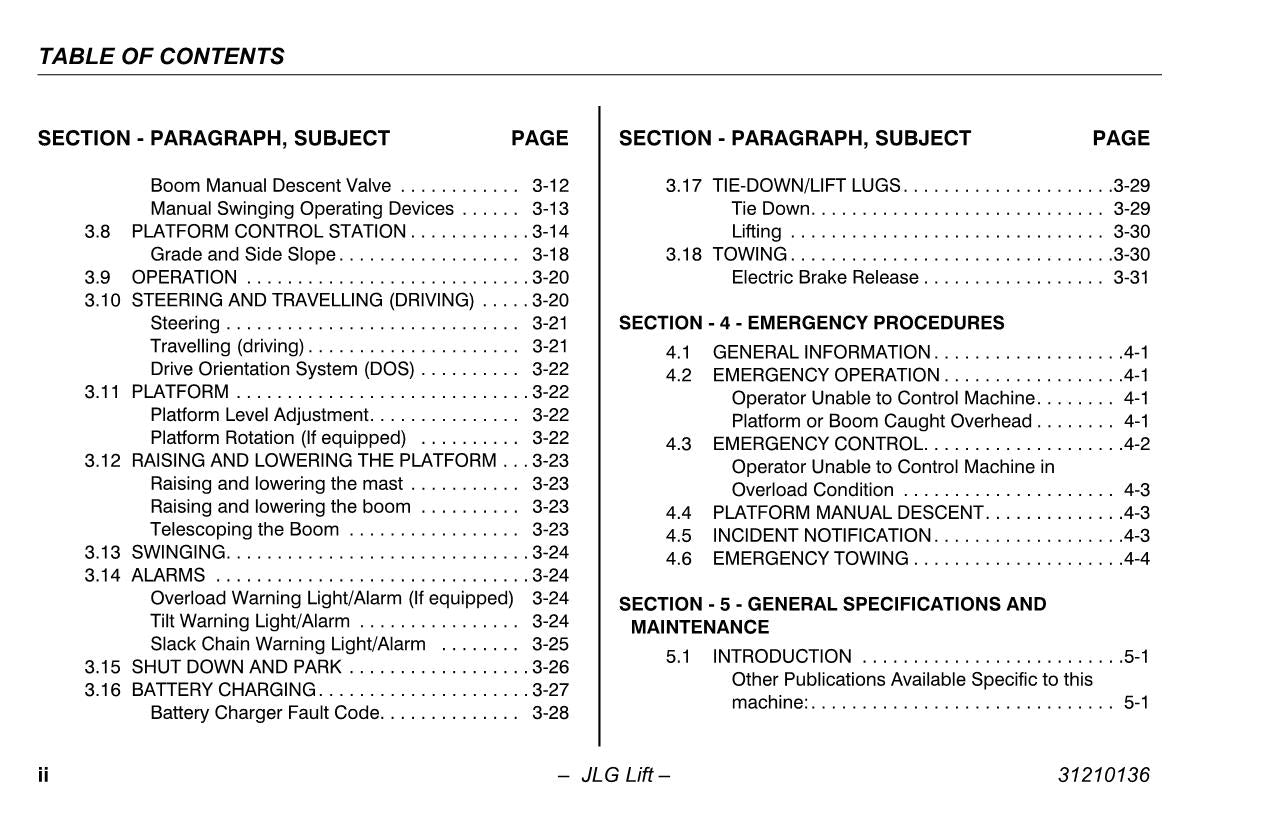 TOUCAN 12E 12E Plus 32E Vertical Lift Maintenance Operators Manual 31210136