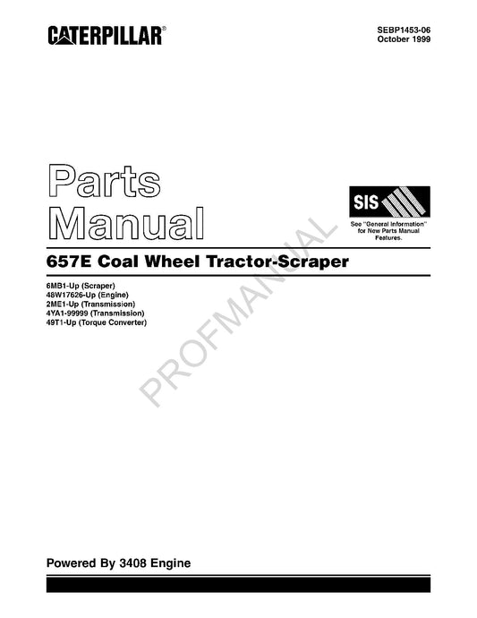 Caterpillar Cat 657E Coal Wheel Tractor Scraper Parts Catalog Manual