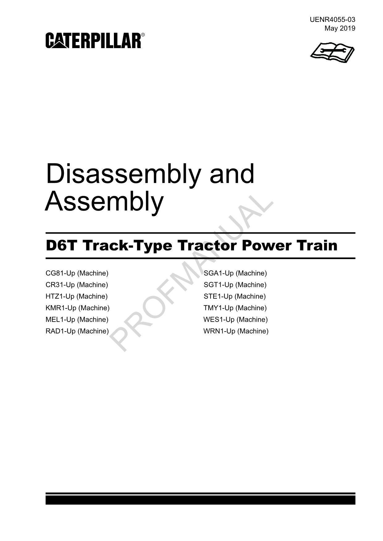 Caterpillar D6T Track Tractor Power Train Manual Disassembly Assembly UENR4055