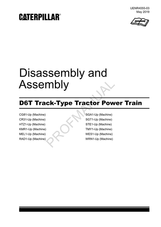 Caterpillar D6T Track Tractor Power Train Manual Disassembly Assembly UENR4055