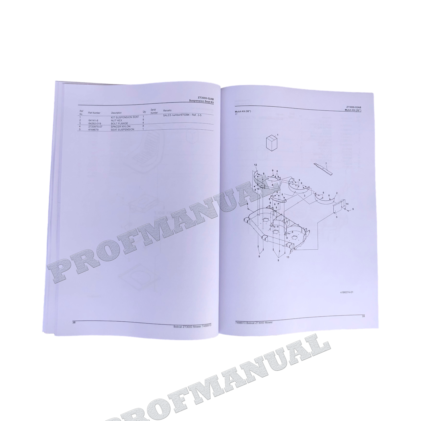 Bobcat ZT3000 Rasenmäher Ersatzteilkatalog Handbuch 999300201627-