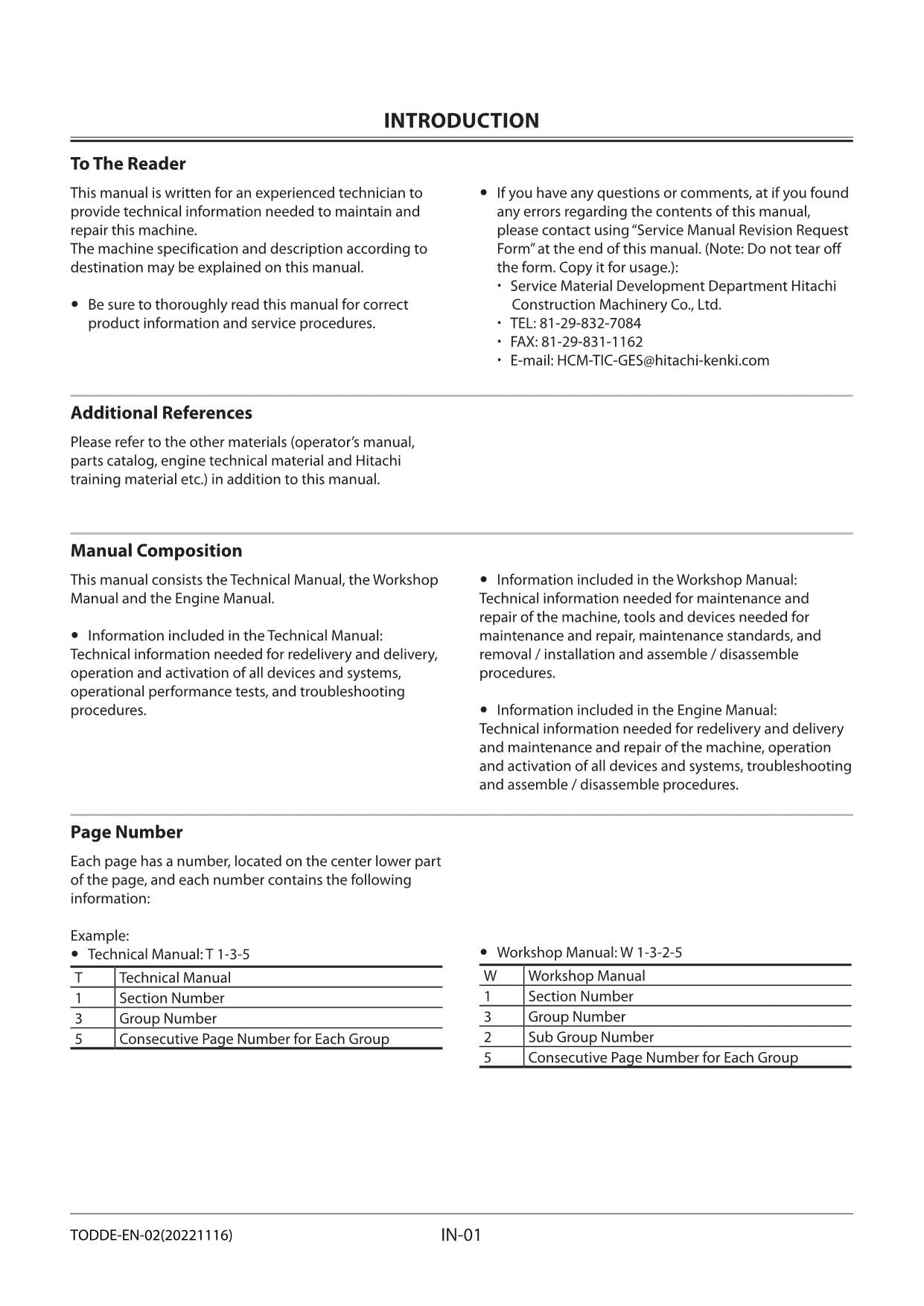 Hitachi 350LCH-5G 350K-5G Excavator Operational Principle Service manual