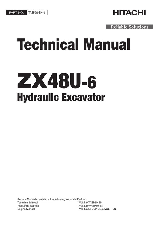 Hitachi ZX48U-6 Excavator Service Manual with Schemes