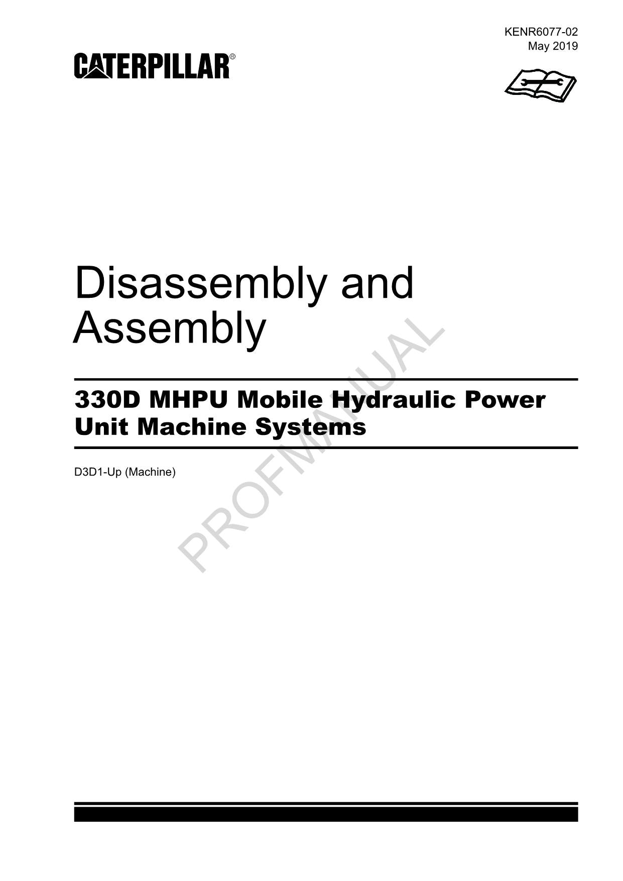 Caterpillar Cat 330D MHPU Disassembly Assembly Manual