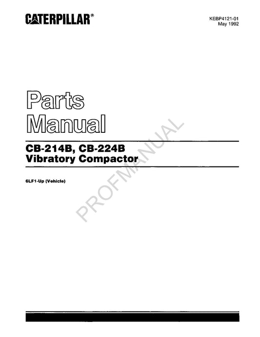 Caterpillar Cat CB214B CB 224B Vibratory Compactor Parts Catalog Manual