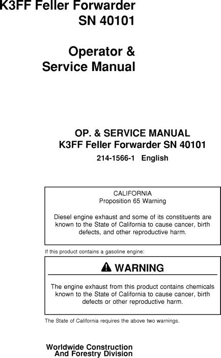 JOHN DEERE K3FF FORWARDER BEDIENER SERVICE-REPARATURHANDBUCH