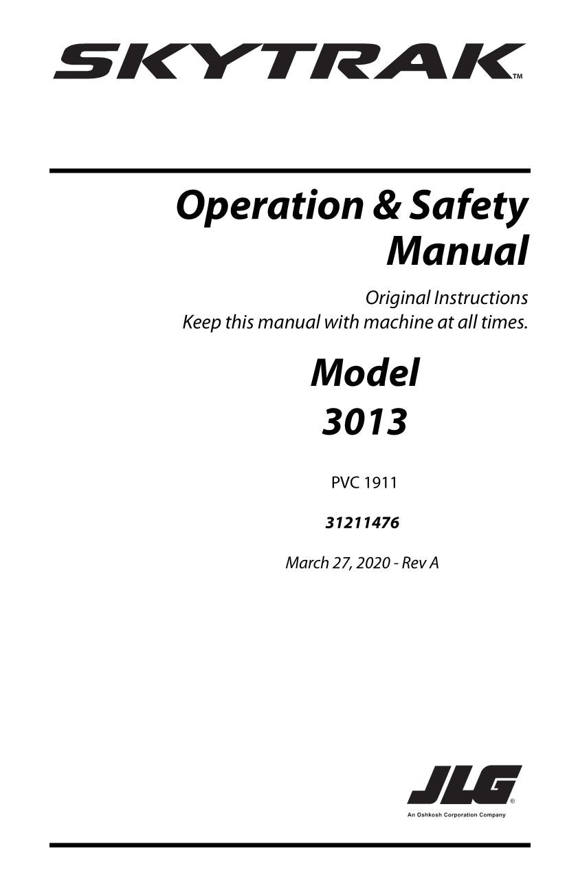 SKYTRAK 3013 Telehandler Maintenance Operation Operators Manual