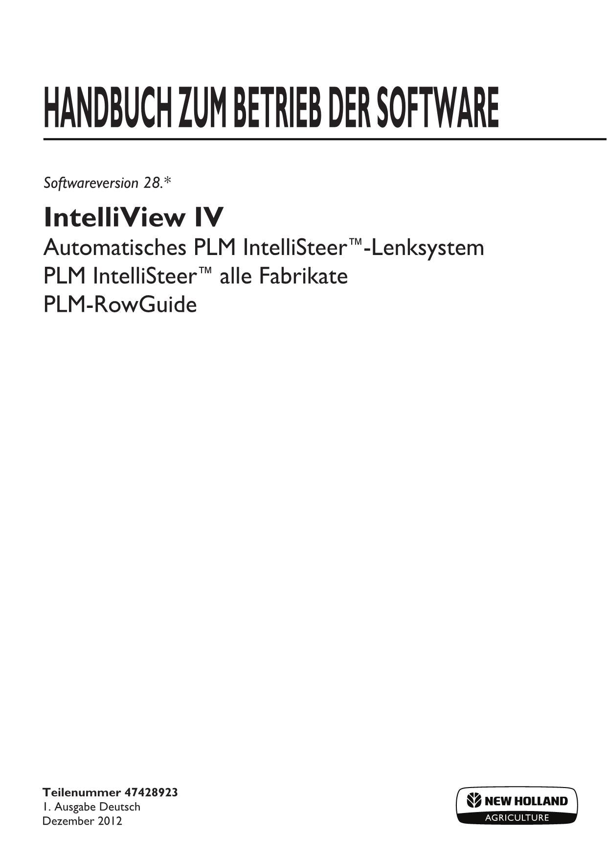 New Holland INTELLISTEER INTELLIVIEW IV Manuel d'instructions